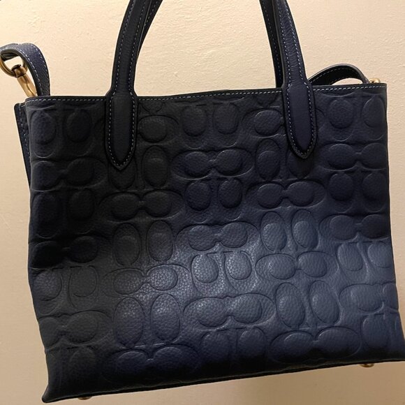 NEW Coach - Willow Leather Tote 24 Bag  Blue Embossed C - Picture 12 of 14